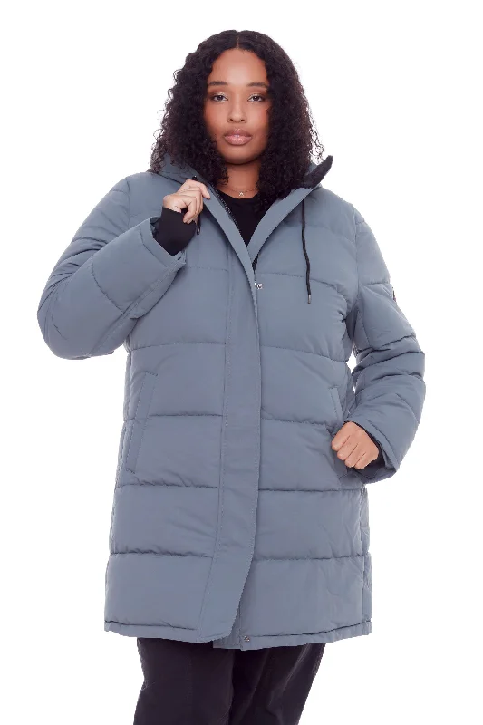 Free Design AULAVIK PLUS | WOMEN'S VEGAN DOWN (RECYCLED) MID-LENGTH HOODED PARKA COAT (PLUS SIZE)