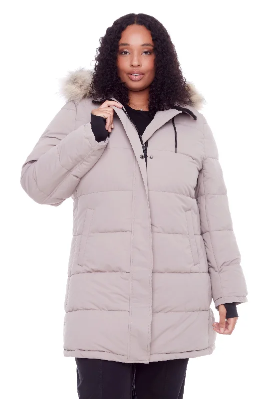 Comfy Chic AULAVIK PLUS | WOMEN'S VEGAN DOWN (RECYCLED) MID-LENGTH HOODED PARKA COAT (PLUS SIZE)