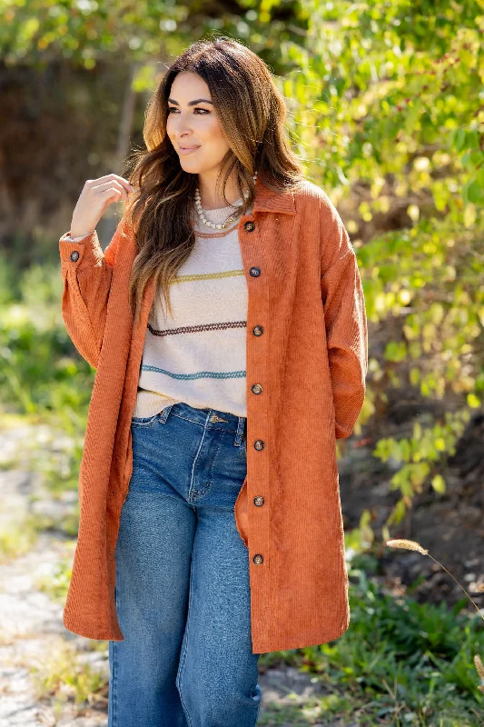 Trendy Wear Corded Side Slit Tunic Shacket