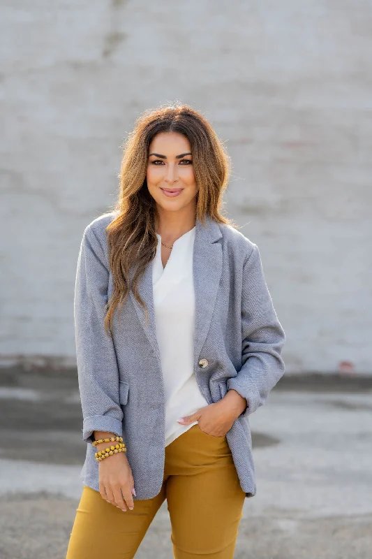 All-Day Wear Heathered Relaxed Two Button Blazer