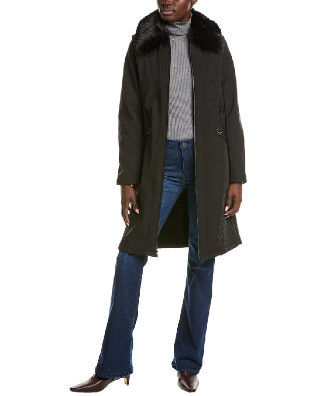 Light Comfort Kenneth Cole Long Belted Soft Shell Coat