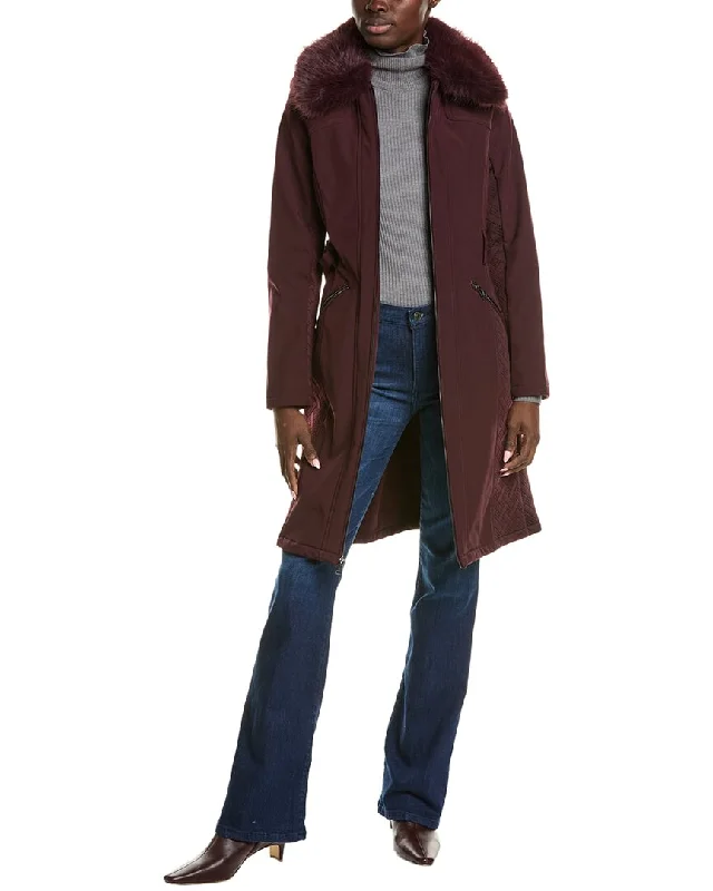 Comfortable Looks Kenneth Cole Long Belted Soft Shell Coat