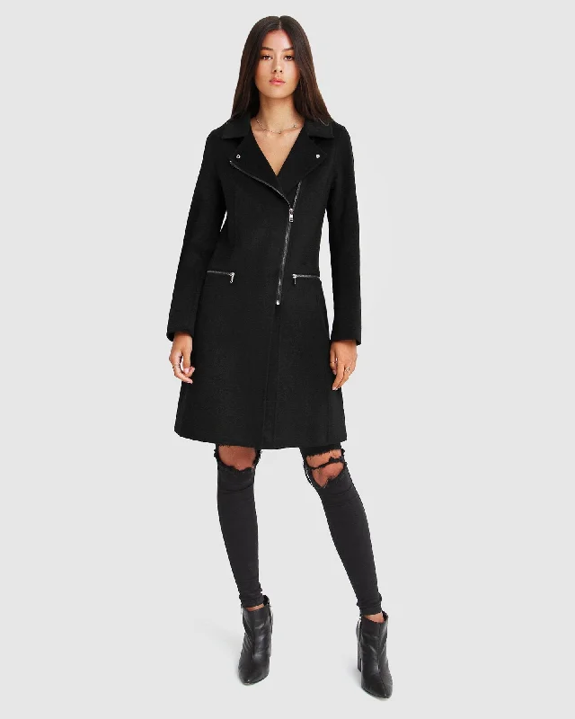 Relaxed Chic Last Chance Wool Blend Moto Coat - Black