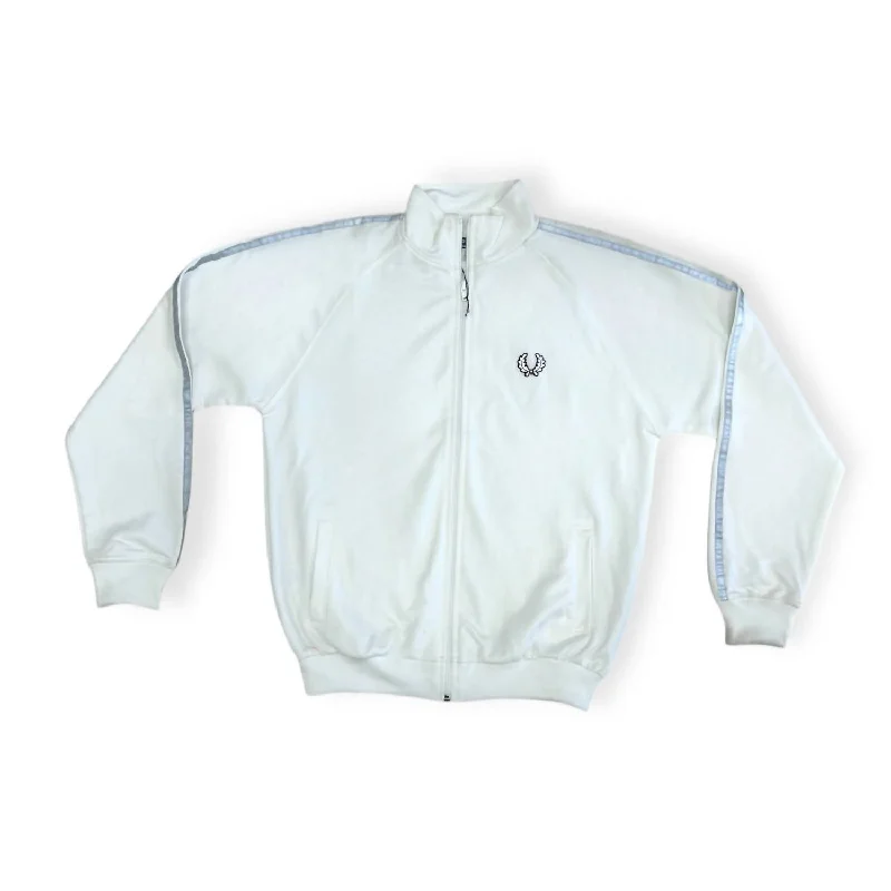 Soft Fabrics Men's Track Jacket In White/light Blue