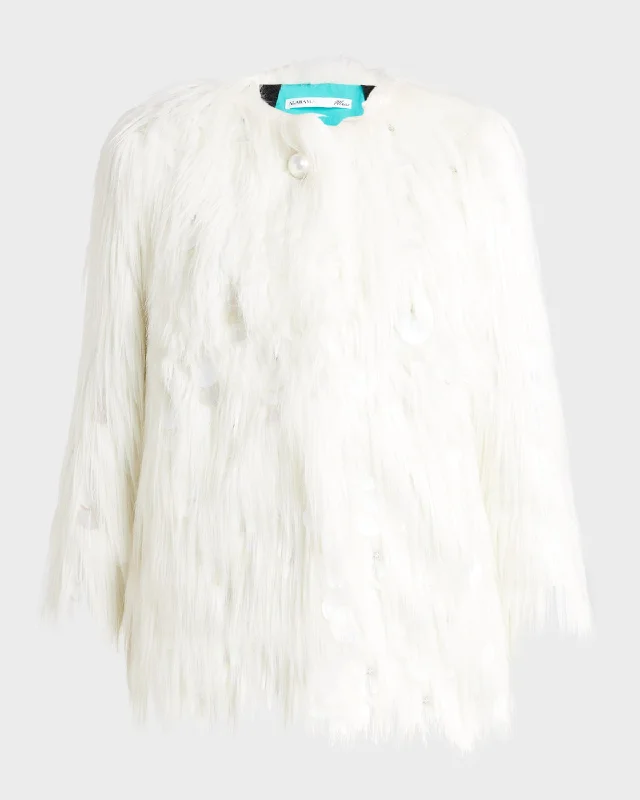 Energy Plan Ross Gold Embellished Faux Fur Jacket