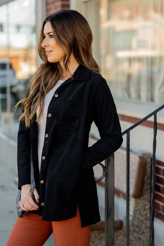 Trendy Looks Simple Corded Side Slit Shacket
