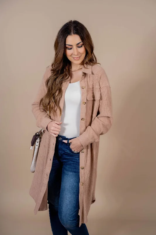 Daily Comfort Simple Ribbed Tunic Shacket
