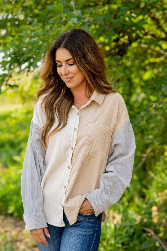 Everyday Comfort Tri Color Corded Shacket