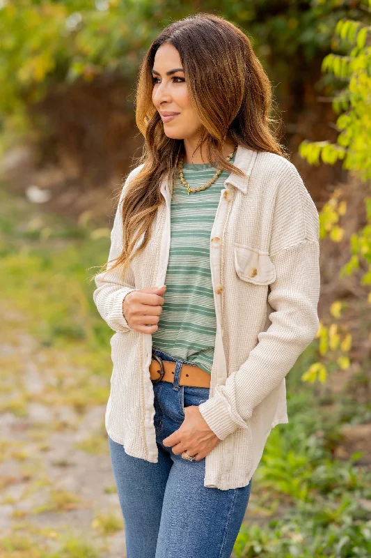 Weekend Wear Waffled Solid Side Panel Shacket