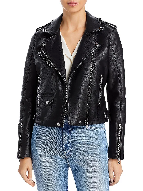 Soft Looks Womens Faux Leather Short Moto Coat