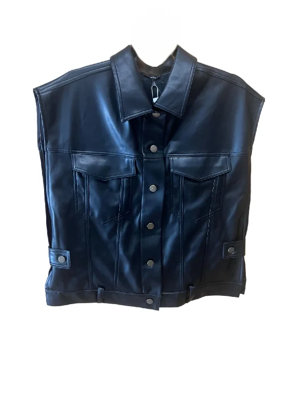 Fresh Comfort Women's Sleeveless Faux Leather Jacket In Black