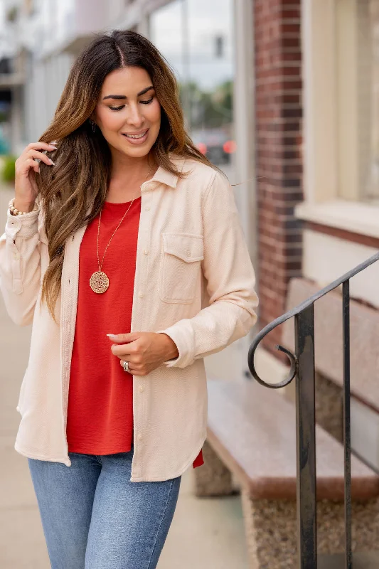 Trendy Looks Woven Textured Two Pocket Shacket