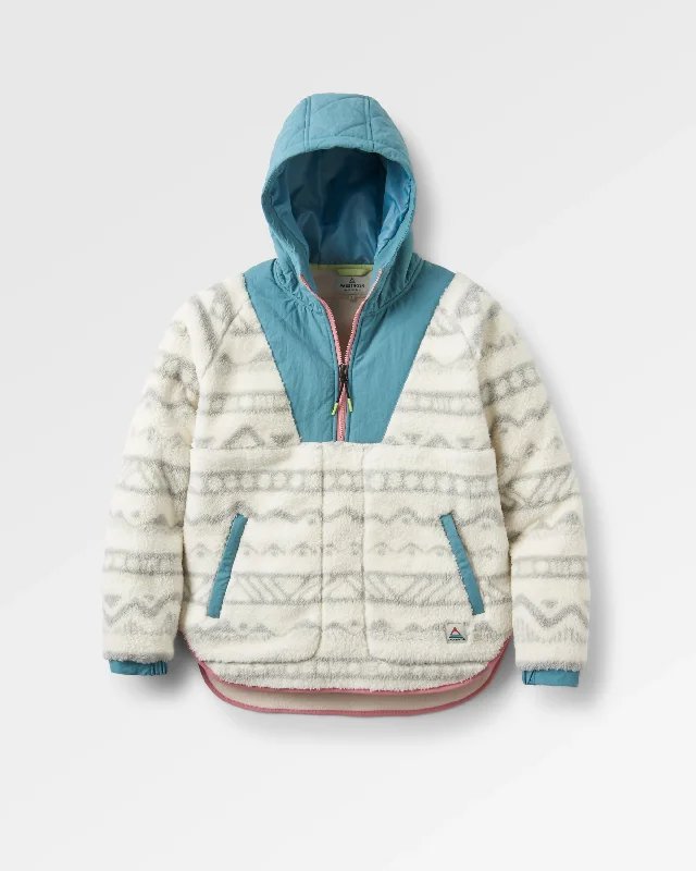 Cozy Sweaters Beaumont Recycled Sherpa Hooded Fleece - Mountain Geo Vintage White