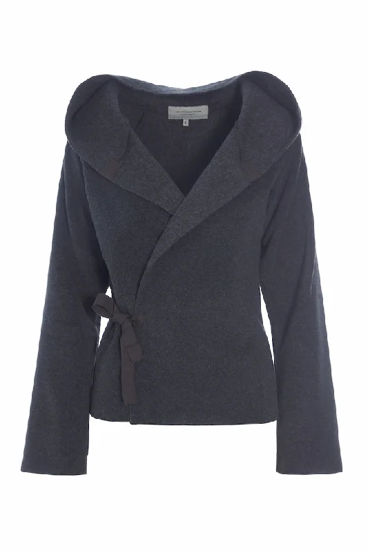 Trendy Looks CLASSIC FLEECE WRAP CARDIGAN - 1009 - SOFT BLACK