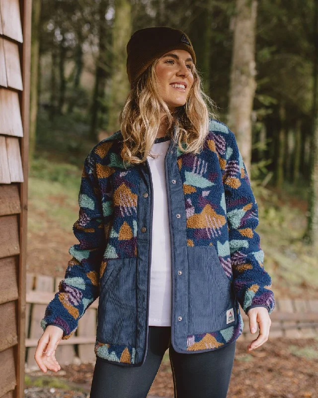 All-Day Wear Clover Recycled Deep-Pile Sherpa Fleece - Deep Blue Camo Pattern