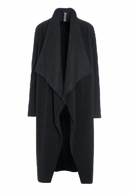 Sporty Elegance LONG CARDIGAN W/ WATERFALL - 7131 - SOFT BLACK
