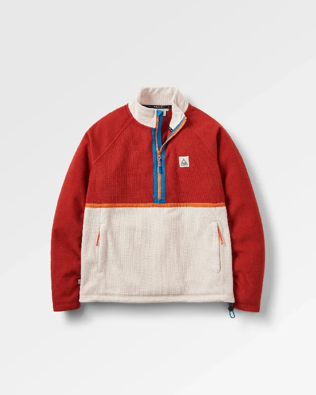 Design Must-have Off Trail Recycled Grid Polar Fleece - Red Ochre/Birch