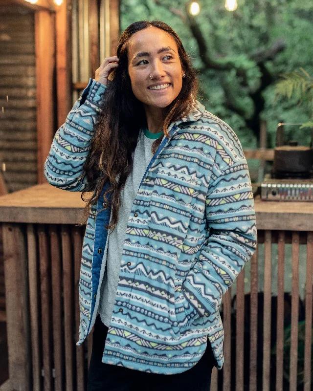 Everyday Comfort Orion Recycled Sherpa-Lined Polar Fleece Shirt - Mountain Geo Arctic