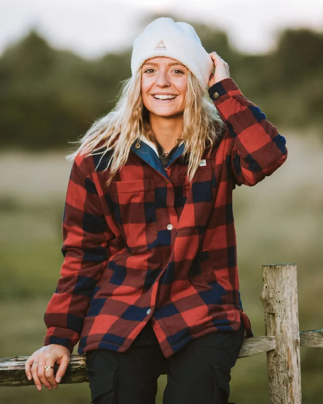 Cozy Shirts Orion Recycled Sherpa-Lined Polar Fleece Shirt - Red Ochre Buffalo