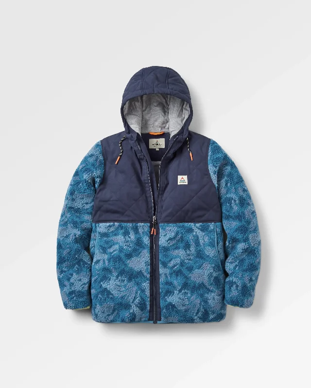 Fresh Comfort Sefton Recycled Deep-Pile Sherpa Full Zip Fleece - Abstract Mountain Blue Steel
