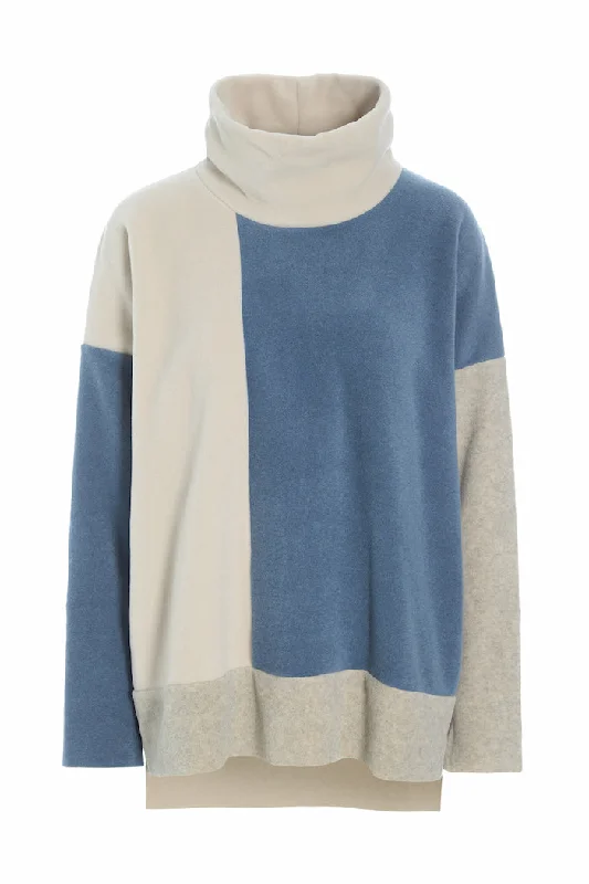 Relaxed Dresses SWEATER PATCH - 1380 - DUSTY BLUE/KIT/SAND