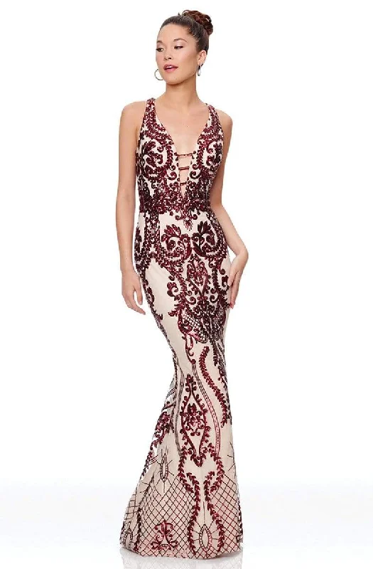 Weekend Style Clarisse - 3797 Sequined Deep V-neck Mermaid Dress