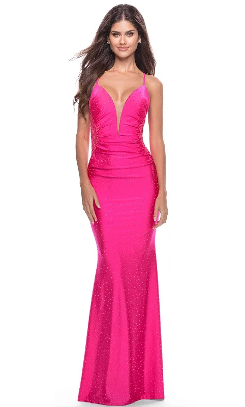 Modern Chic La Femme 31436 - Plunging V-Neck Embellished Long Prom Dress