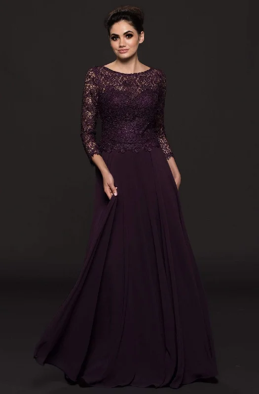 Comfortable Fashion Marsoni by Colors - M223 Embroidered Quarter Length Sleeves Dress