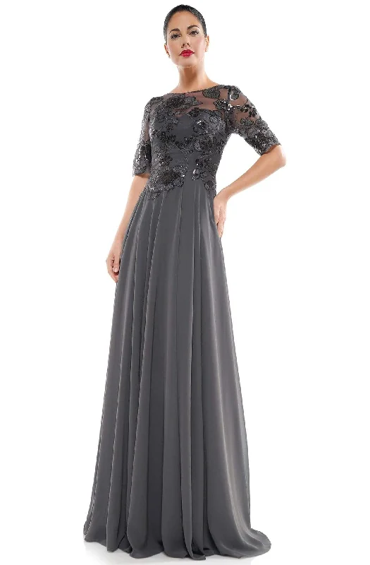 Soft Style Marsoni by Colors - M286 Sequined Bateau Chiffon A-line Dress