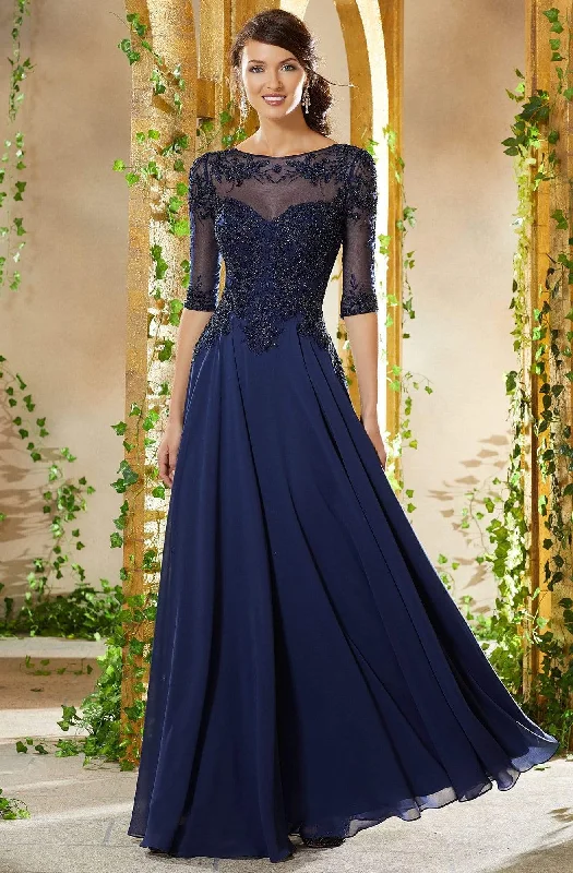 Relaxed Fit MGNY By Mori Lee - 71908 Bead Embroidered Chiffon A-line Gown