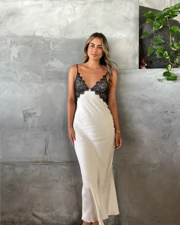 Effortless Elegance Ivory Spaghetti Straps Lace Party Dress Wedding Guest Dress, DP2028