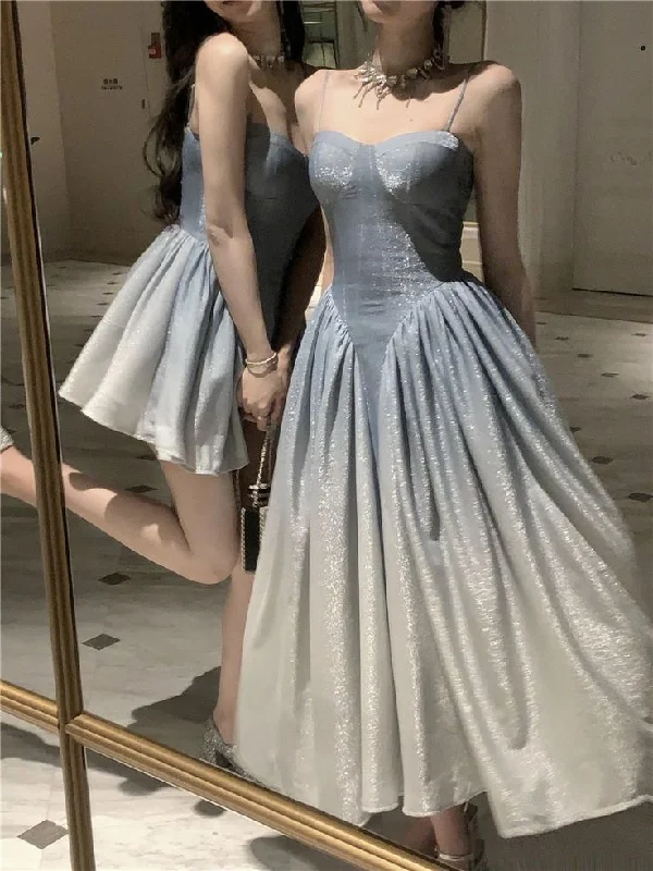 Casual Chic Shiny Sweetheart Spaghetti Straps A-Line Elegant Party Dress, DP2042
